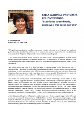 Parla la donna ipnotizzata per l’intervento: “Esperienza straordinaria" - walter comello