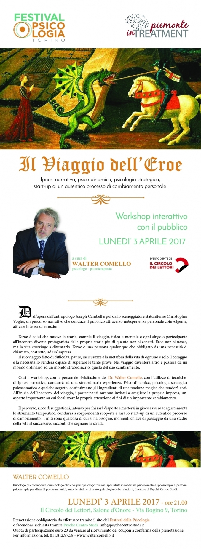 il viaggio dell'eroe - l'impero del nulla - torino - 3 aprile - walter comello