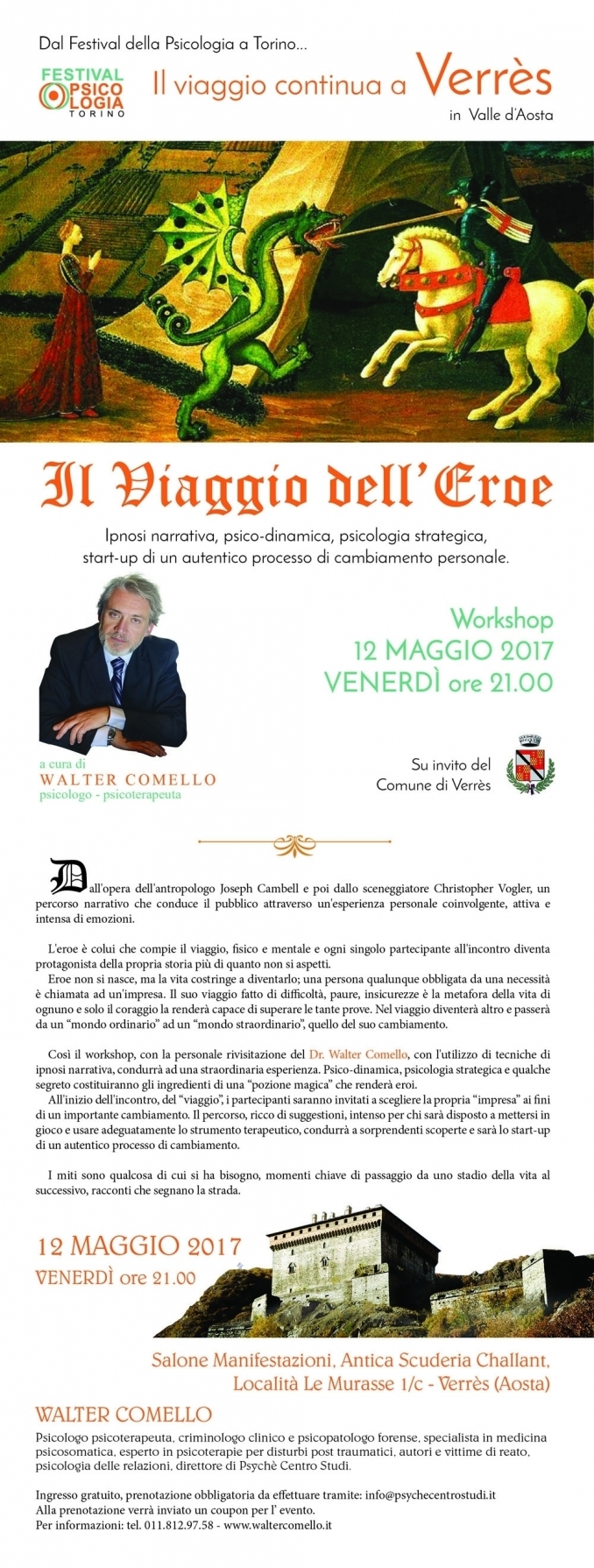 il viaggio dell'eroe - il castello del passato - Verrès - 12 maggio - walter comello