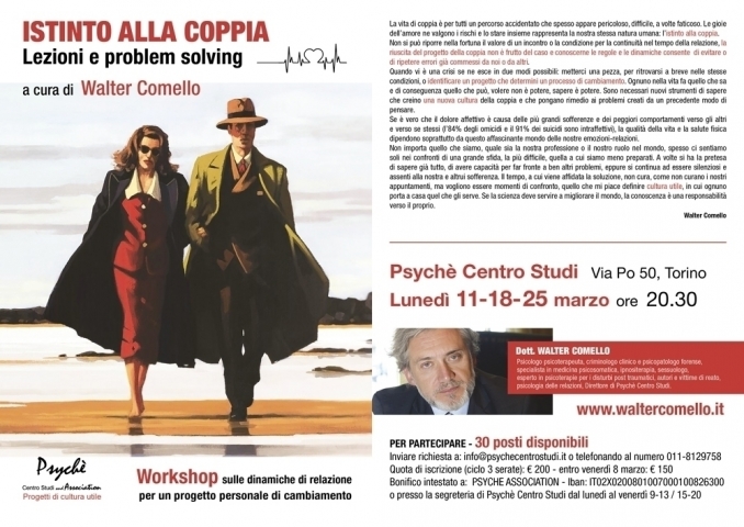 ISTINTO ALLA COPPIA. LEZIONI E PROBLEM SOLVING - WORKSHOP TORINO 11-18-25 MARZO - walter comello