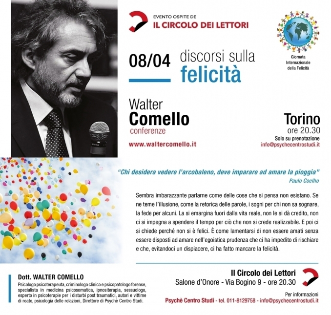 DISCORSI SULLA FELICITÀ - TORINO 8 APRILE - walter comello