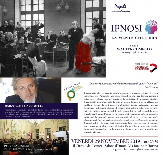 IPNOSI LA MENTE CHE CURA - tORINO 29 NOVEMBRE - walter comello