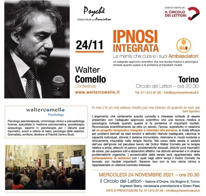 IPNOSI INTEGRATA. La mente che cura e i suoi ambasciatori - 24 novembre - walter comello